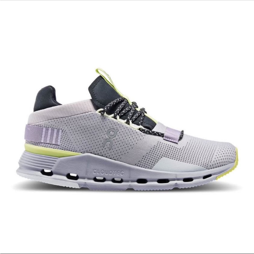 On cloud women’s Cloudnova sneaker running shoes in pearl zest color, size 8